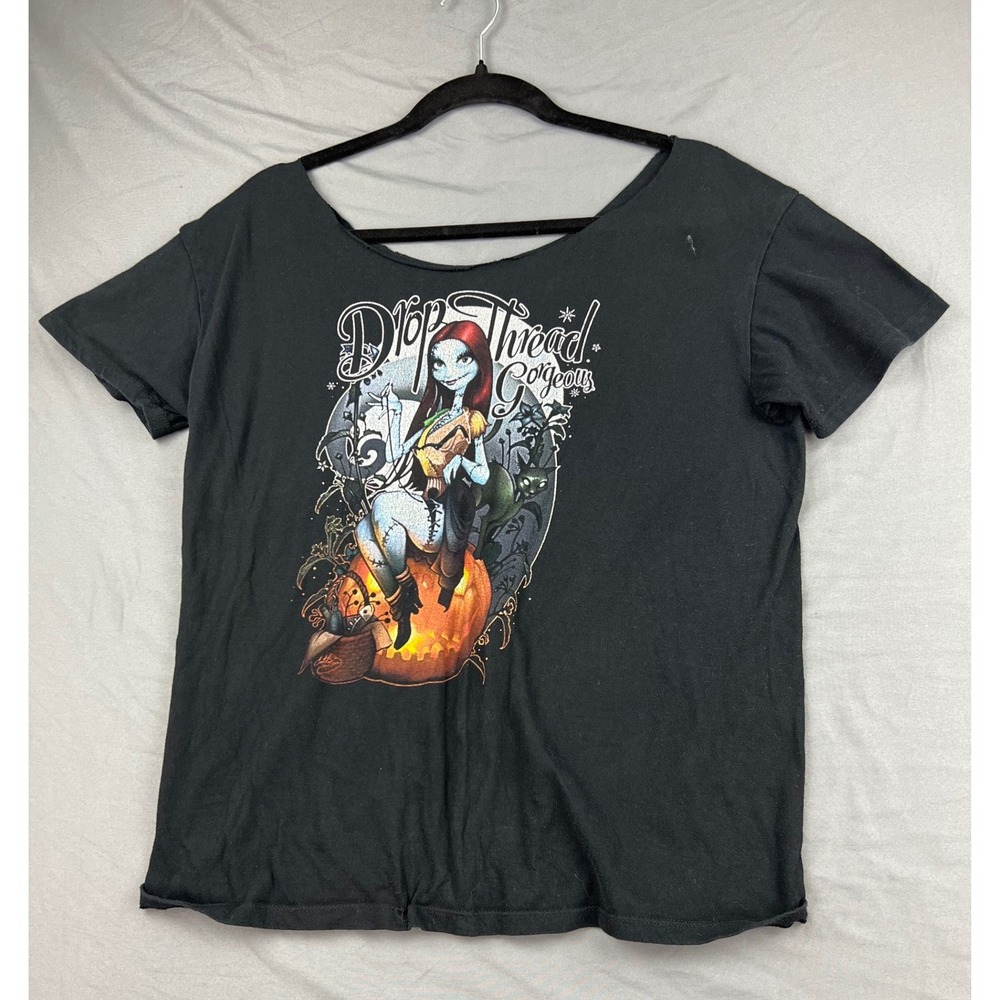 Disney Sally Nightmare Before Christmas Women M Drop Thread Gorgeous Shirt Black